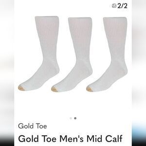 Gold Toe Men's White Mid Calf Socks with Gold Accents-8 Pairs